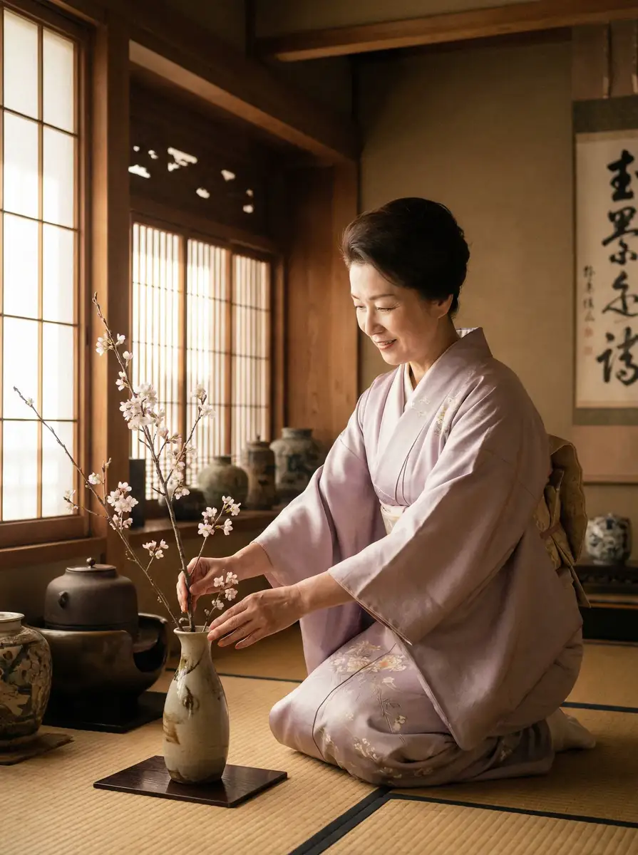 一位优雅的 《吃瓜社区》_吃瓜社区最新地址 | 深度揭秘吃瓜社区 在和室中插花